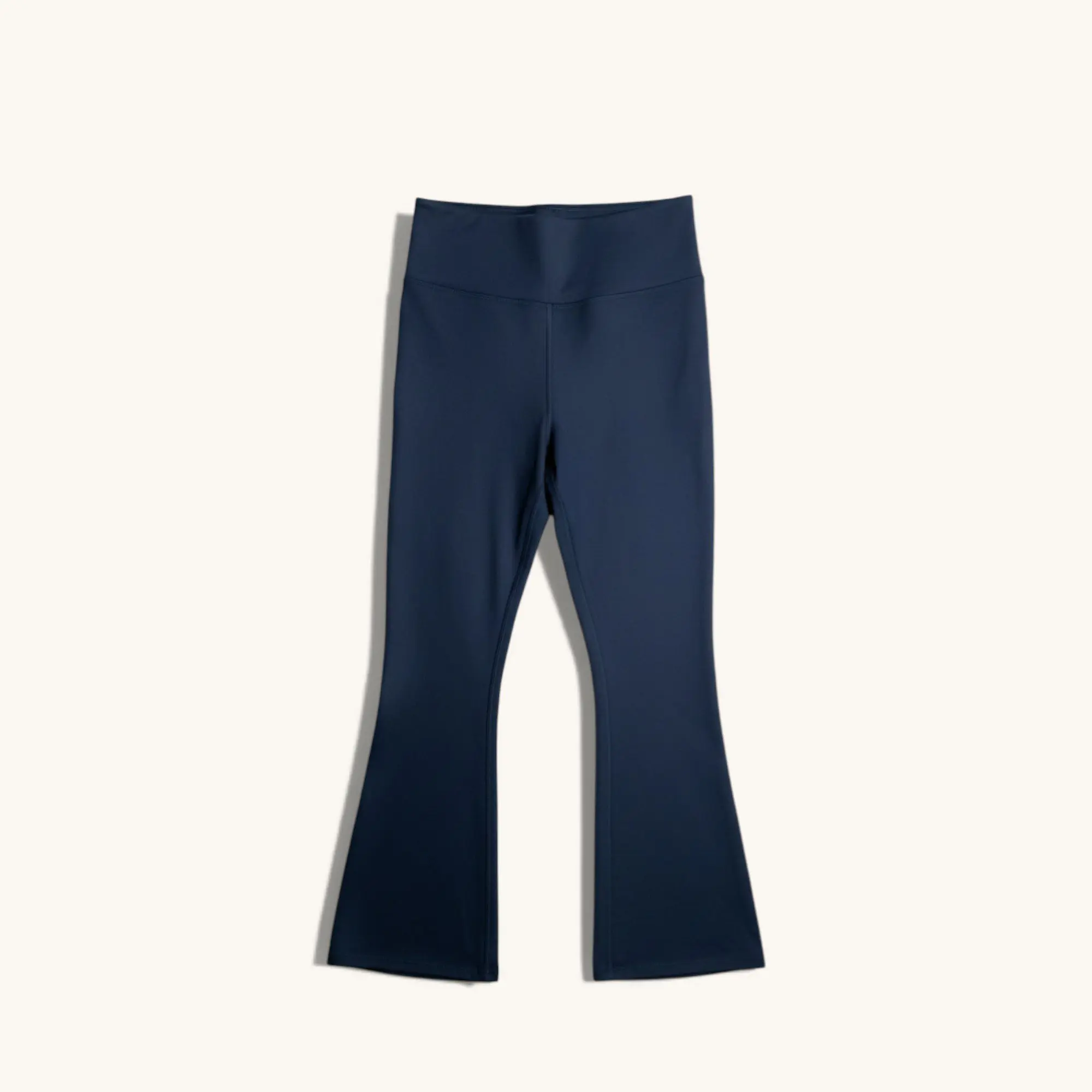 Navy high-waisted flared leggings